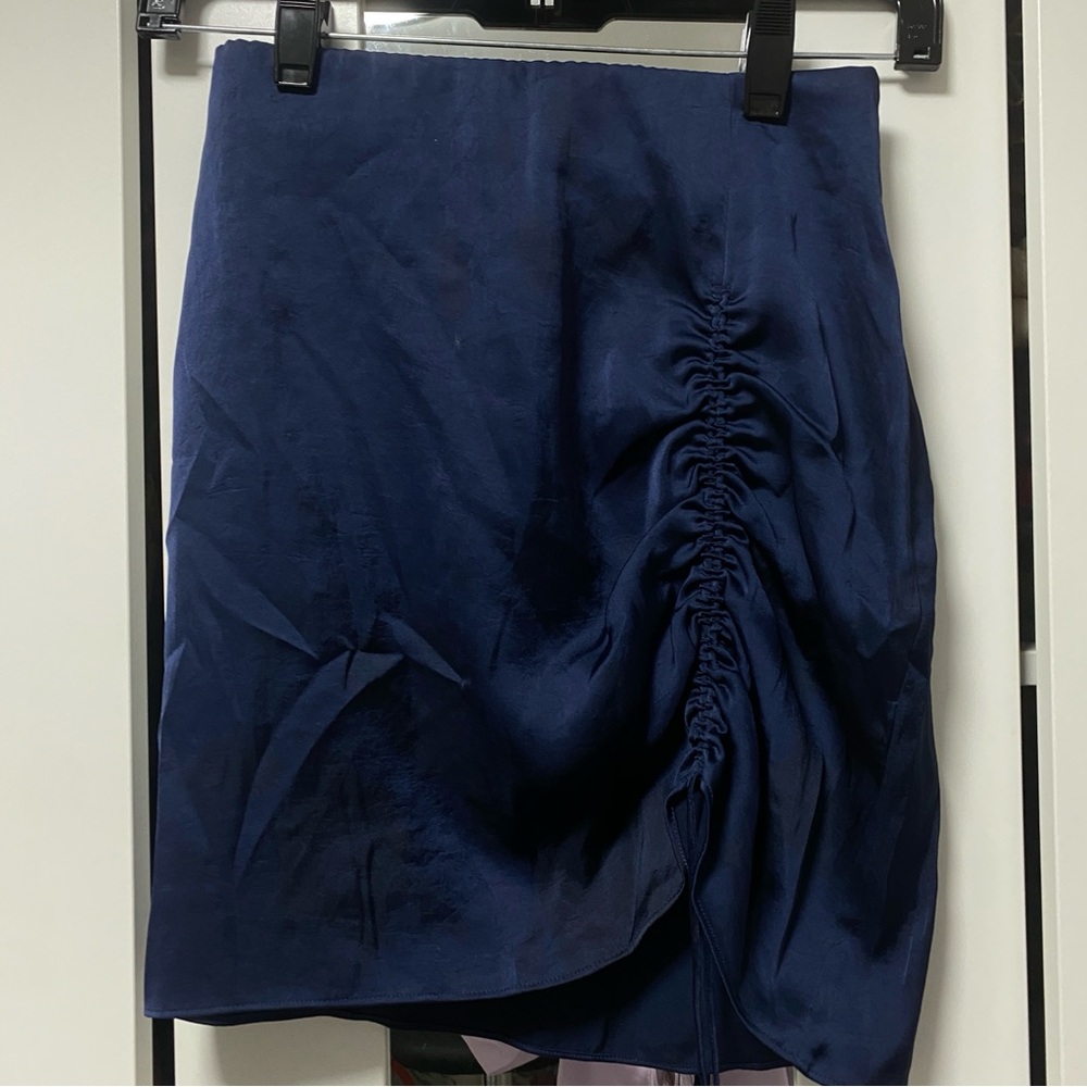 Aritzia Navy Satin Skirt